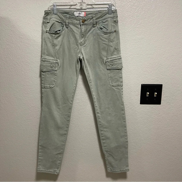 CAbi Women’s Celadon/Sage Green Cargo Skinny Jeans Size 6 - Picture 2 of 5
